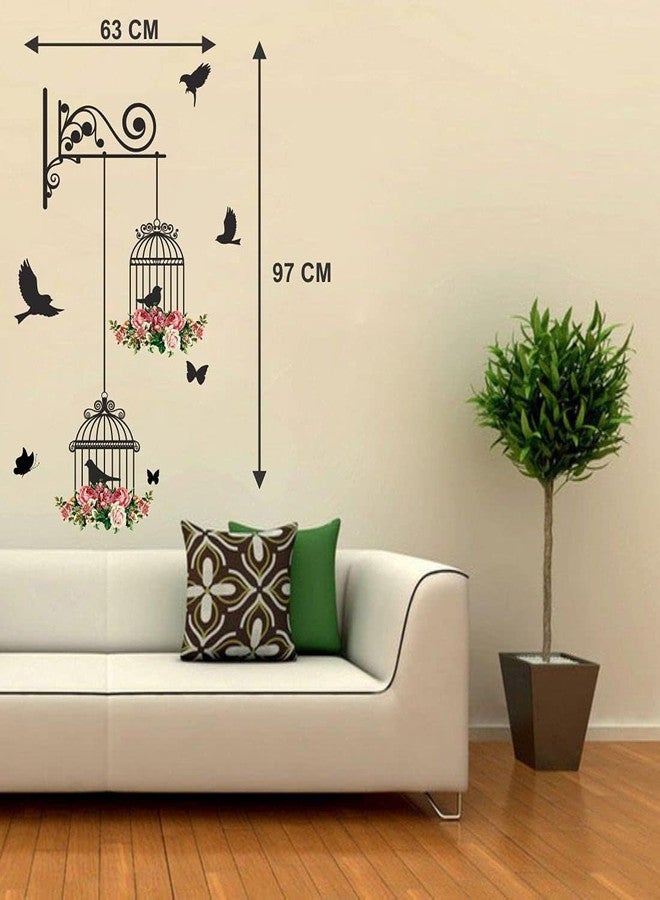 Merical Set of 4 Pink Tree Bird & Nest, Blue Tree Moon, Dreamy Girl, Branches and Cages, Wall Sticker for Wall Decor, Living Room, Children Room - Image 5